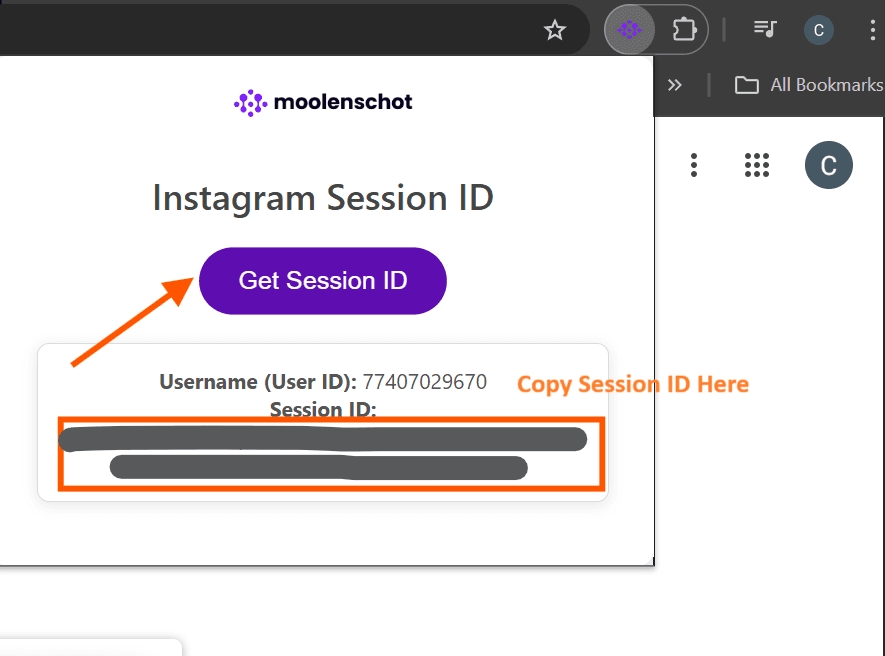 Get Session ID and copy